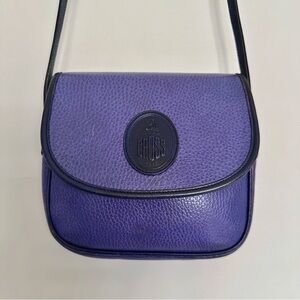 Vtg Mark Cross Pebble Leather Crossbody Bag in Royal Purple Messenger Bag